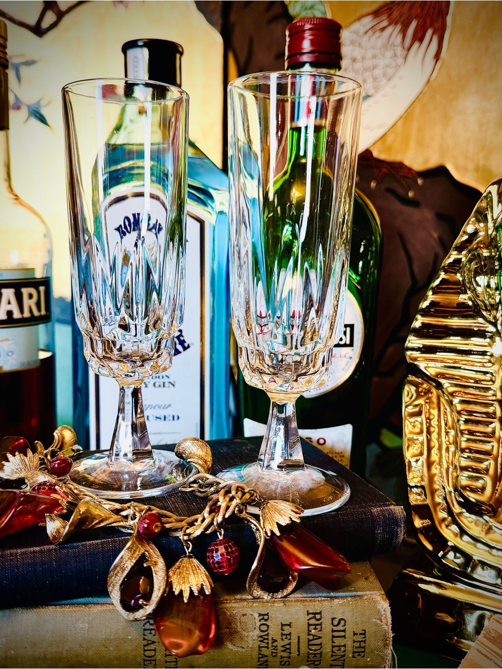 ♥️ SET OF 2 ARCTIC BY ARCOROC CHAMPAGNE FLUTES CUT GLASS CRYSTAL GLASSES